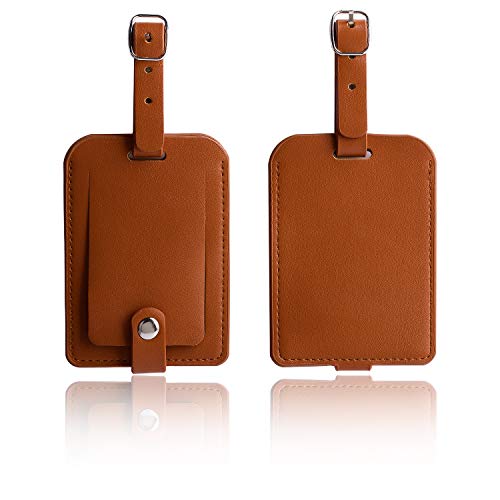 Z_جوده وثقه Luggage Bag Tags Leather Travel ID Labels Suitcase Name Tags with Snap - Set of 2 - Image 2