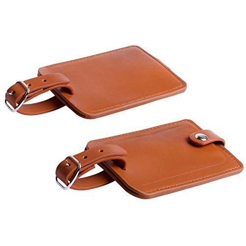 Z_جوده وثقه Luggage Bag Tags Leather Travel ID Labels Suitcase Name Tags with Snap - Set of 2 - Image 1
