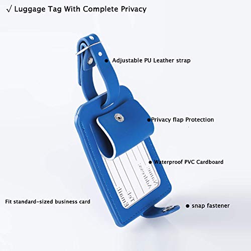Z_جوده وثقه Luggage Bag Tags Leather Travel ID Labels Suitcase Name Tags with Snap - Set of 2 - Image 5