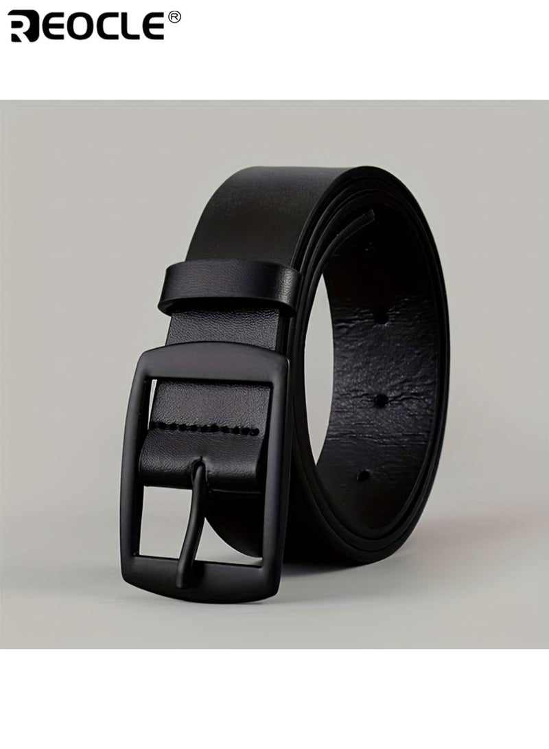REOCLE Men's Casual Belt with Alloy Buckle Classic Retro Design Highquality Faux Leather Adjustable Strap for Jeans Dress Pants Suitable for Everyday or Formal Events - Image 3