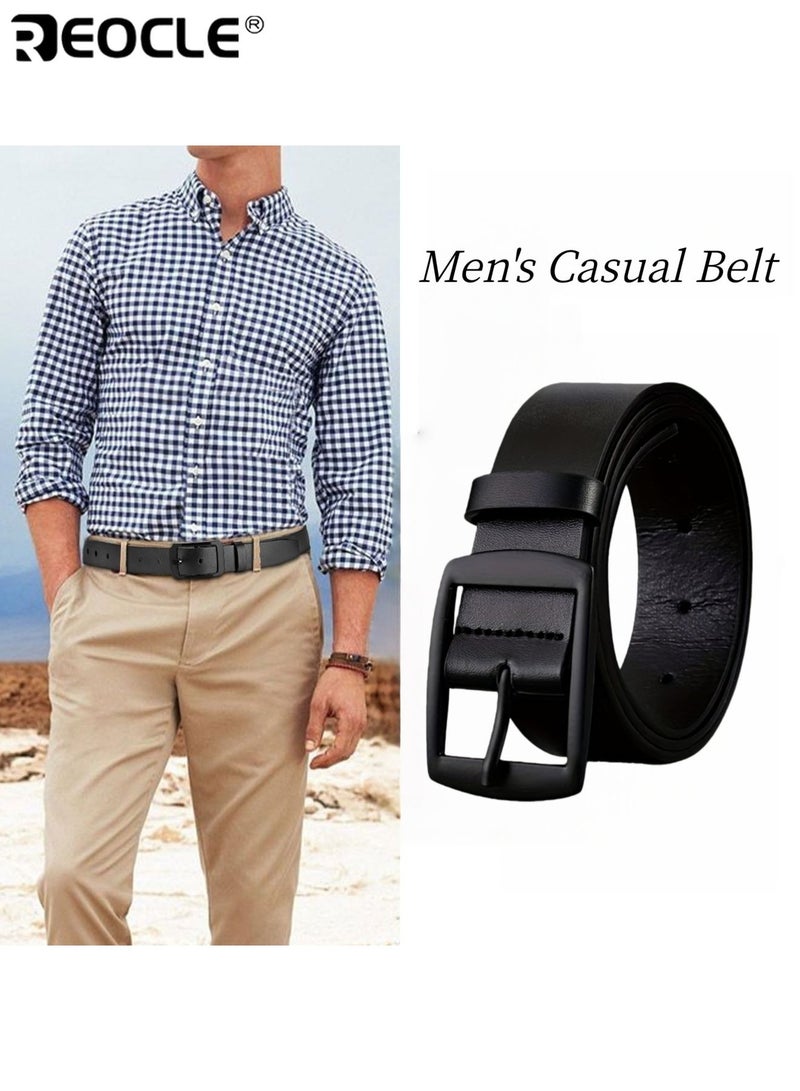 REOCLE Men's Casual Belt with Alloy Buckle Classic Retro Design Highquality Faux Leather Adjustable Strap for Jeans Dress Pants Suitable for Everyday or Formal Events - Image 1