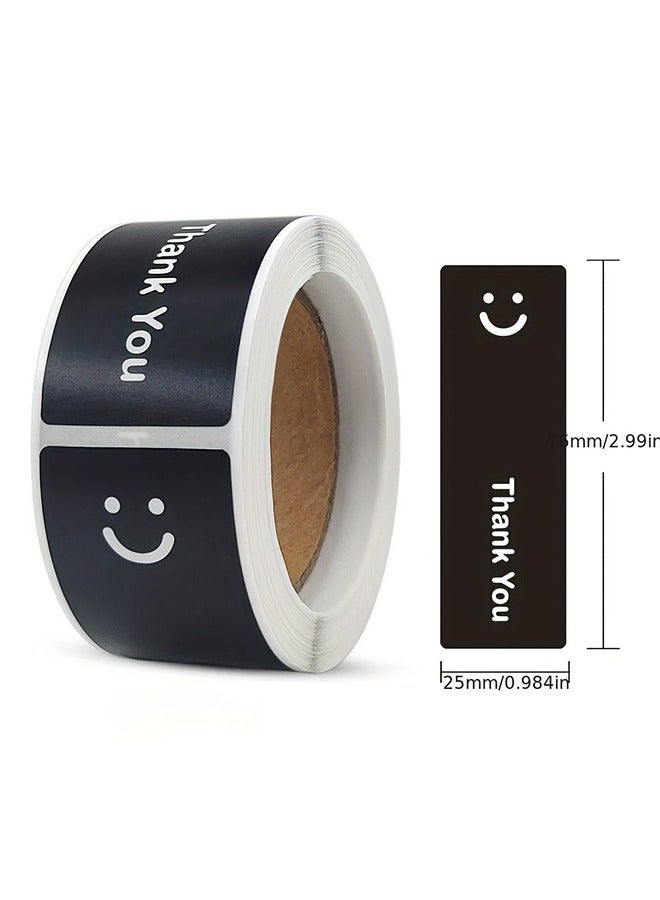 Generic 240-Piece Thank You Stickers, Self Adhesive Seal Label Rolls for Packaging & Gift Box Decor, Waterproof & Removable (2 Roll /Black, White)  - Image 2