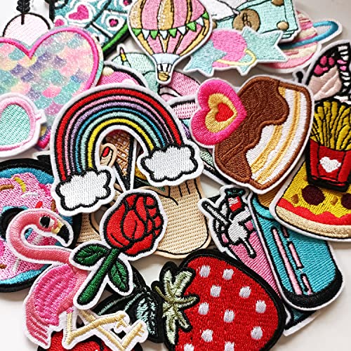 MISDONR 30pcs Girls Iron on Patches for Clothing Jackets DIY Sew Embroidered Applique Decorative Repair Patches - Image 2