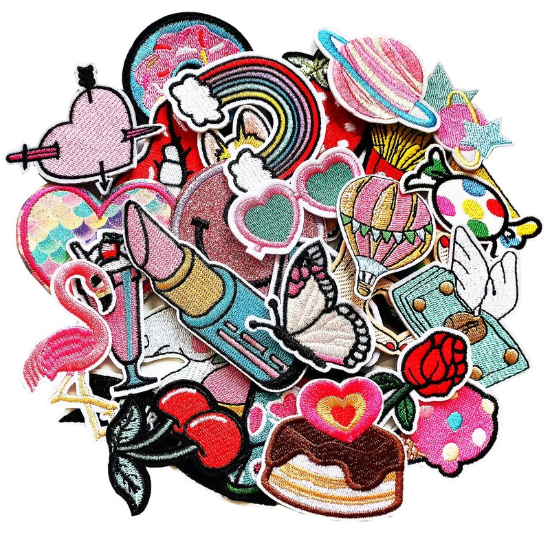 MISDONR 30pcs Girls Iron on Patches for Clothing Jackets DIY Sew Embroidered Applique Decorative Repair Patches - Image 1