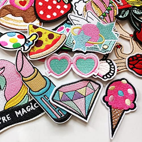 MISDONR 30pcs Girls Iron on Patches for Clothing Jackets DIY Sew Embroidered Applique Decorative Repair Patches - Image 4