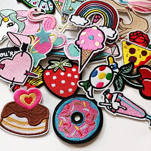 MISDONR 30pcs Girls Iron on Patches for Clothing Jackets DIY Sew Embroidered Applique Decorative Repair Patches - Image 5