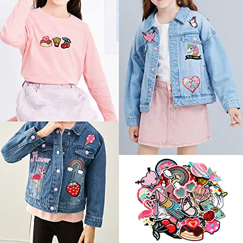 MISDONR 30pcs Girls Iron on Patches for Clothing Jackets DIY Sew Embroidered Applique Decorative Repair Patches - Image 3