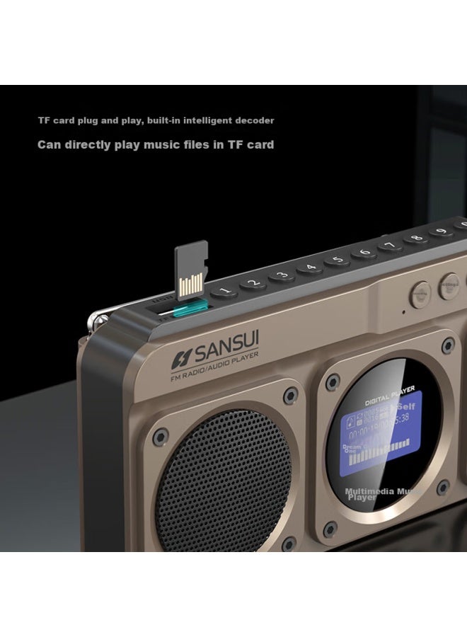 Sansui راديو M32 لكبار السن، قابل لإعادة الشحن، قابل لإدخال بطاقة، مكبر صوت صغير، محمول، ضبط FM، راديو بث، مكبر صوت بلوتوث، مشغل موسيقى، رمادي - Image 5