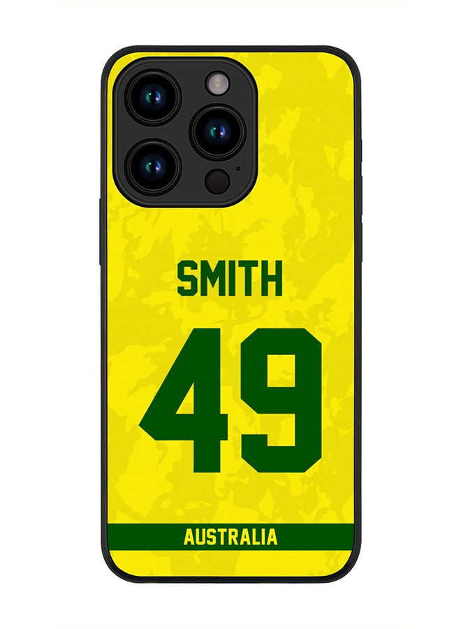 Stylizedd Cover for iPhone 15 Pro Case , Rugged Black Slim fit Soft Flexible Thin Protective Phone Cases - Player Name - Steve Smith, Jersey Number- 49 - Image 1