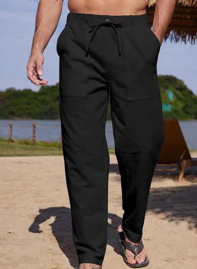 تايك تو بنطلون سادة مستقيم بسحاب