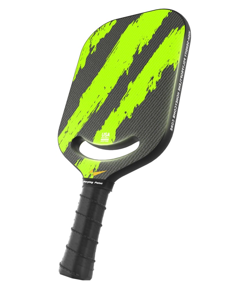 Warping Point Ascent Pickleball Paddles | Carbon Fiber Pickleball Racket with Aero Throat | Textured Grit Surface | 16mm Hexa Polymer Core | USAPA Approved | Designed for Control & Spin | Green - Image 1