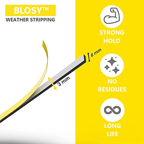 BLOSY White Weatherstripping 1/4" W x 1/8" T, Foam Seal Strip for Window Door, Adhesive Foam Insulation Tape Reduce Noise Dust Cold Air, 16FT Each x 3 Rolls - Image 2
