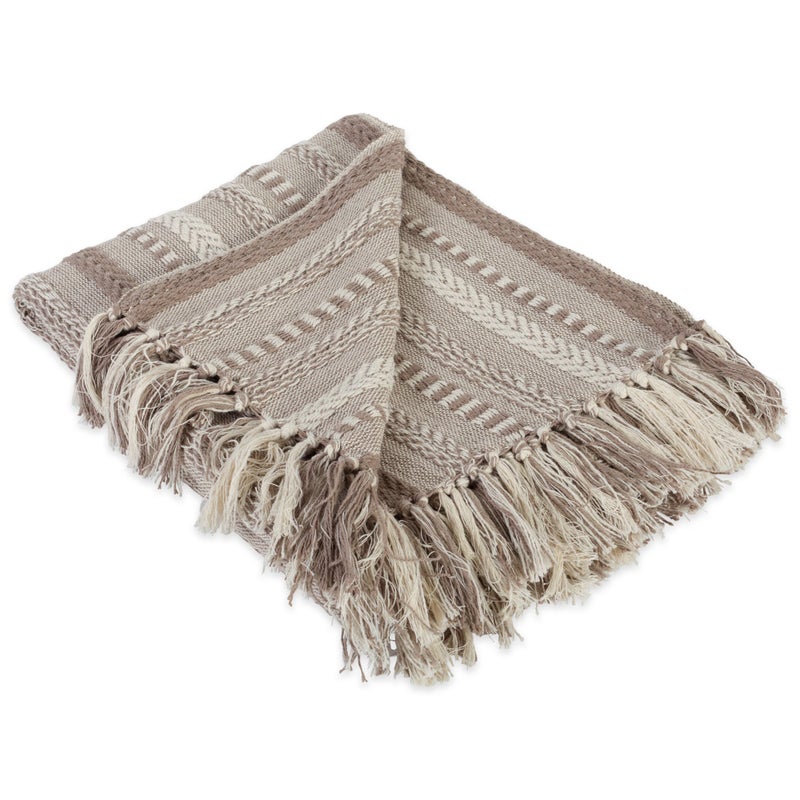 DII Braided Striped Decorative Throw Blanket 50x60 Stone