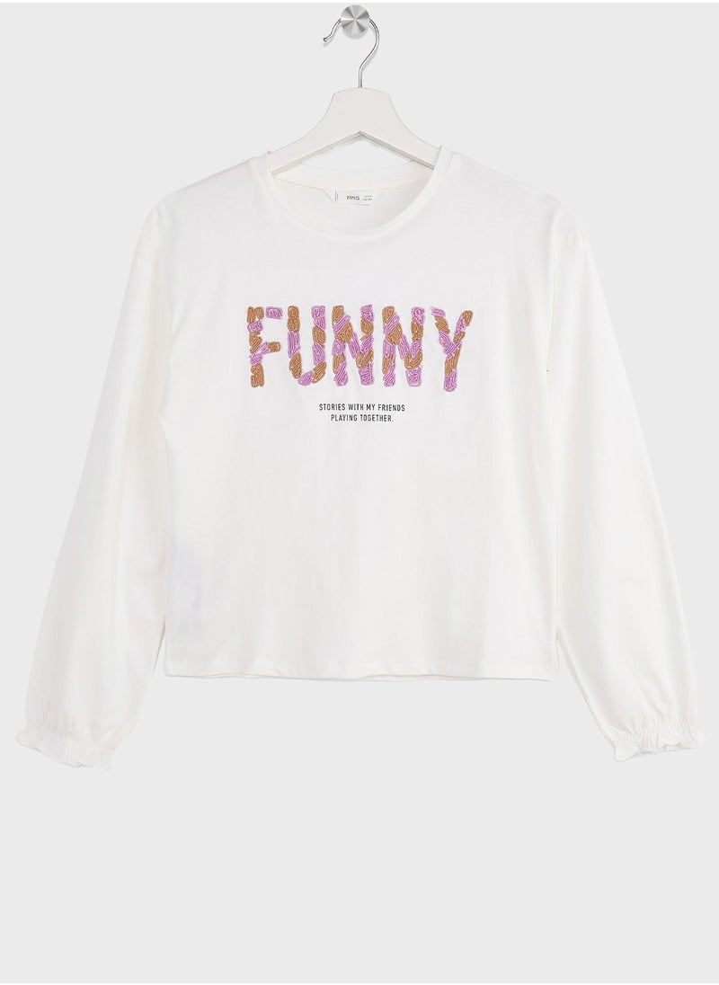 MANGO - Kids Slogan T-Shirt - Image 1