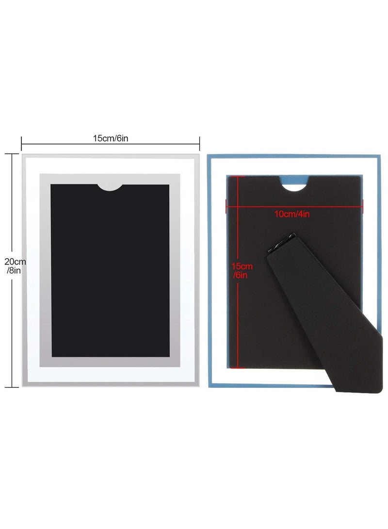 5 Pack 6x4 Inches Glass Photo Frames Mirrored Picture Frames Tabletop Display Portrait Landscape Frames Gifts - Silver - Image 2