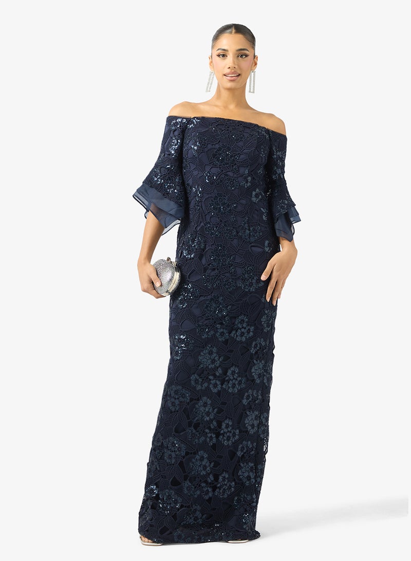 Adrianna Papell Off-Shoulder  Sequin Maxi Dress - Image 4
