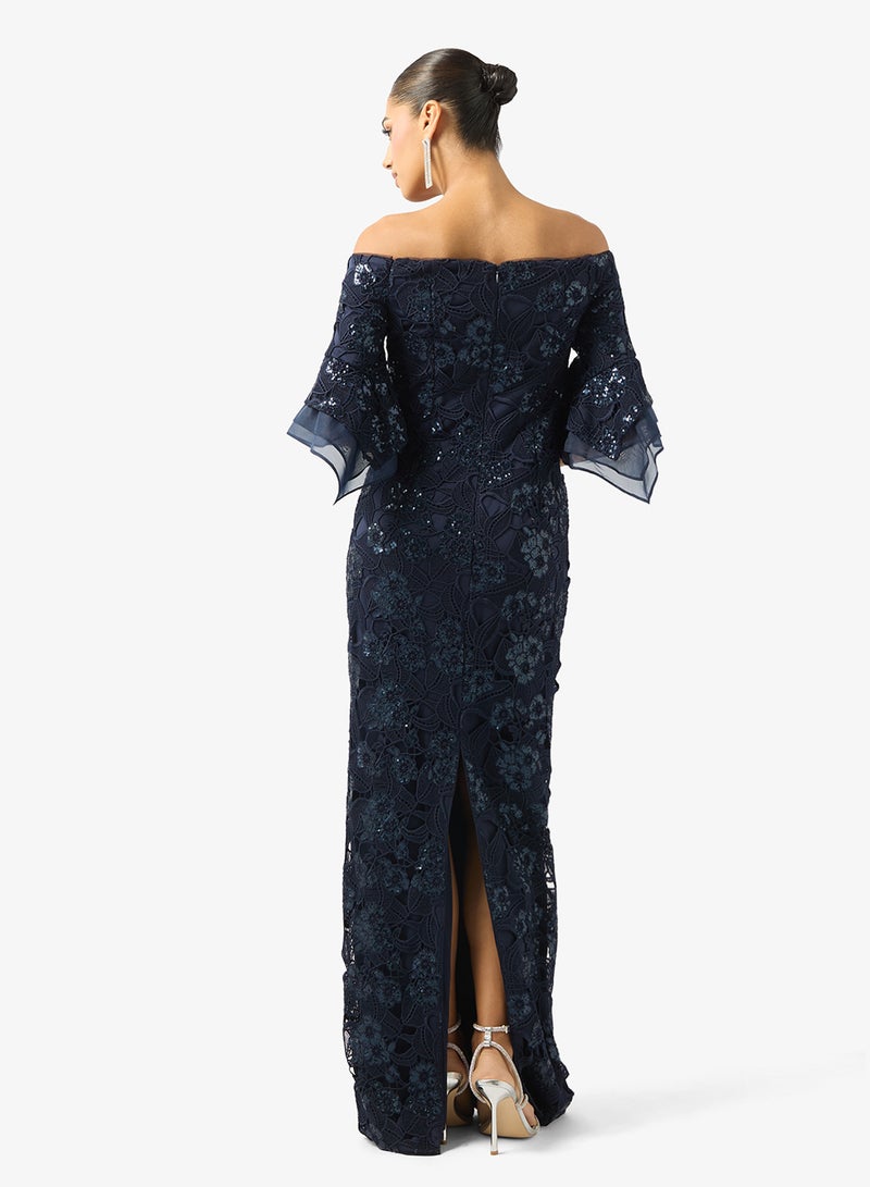 Adrianna Papell Off-Shoulder  Sequin Maxi Dress - Image 2