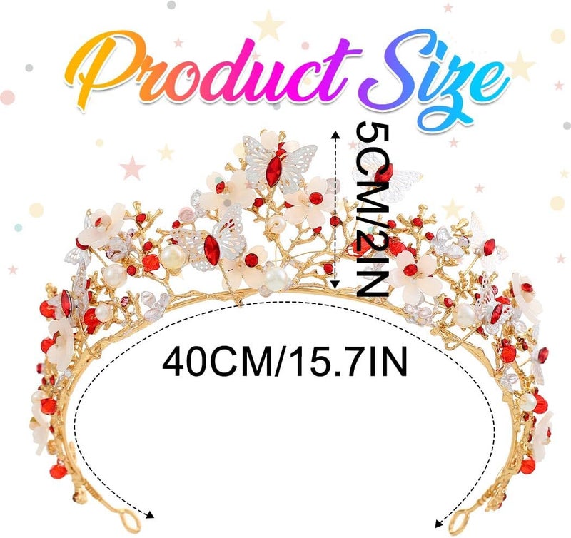 Brishow Butterfly Light up Tiara, Pearl Flower Fairy Crown Headpiece for Women - Image 5