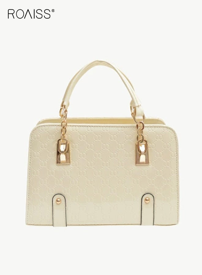 roaiss Fashion Womens Shoulder Bag Fixed Chain Embossed Handbag Elegant Top Handle Purse for Daily Use Work Party - Image 1