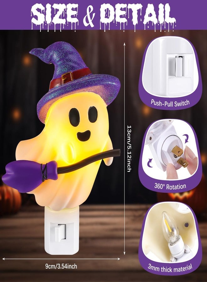Kittmip Halloween Ghost Night Light Decorations White Funny Ghost Nightlight Plug into Wall UL Listed Spooky Lights with 360° Rotatable for Halloween Party Home Indoor Decorations - Image 2