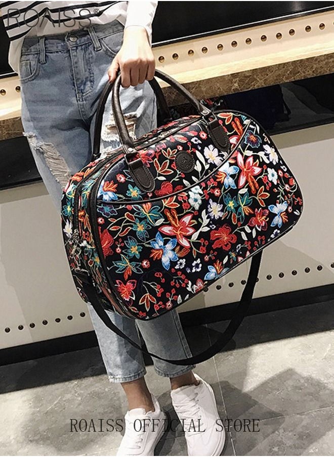 roaiss Floral Gym Bag Duffel Bag Printing Lightweight Waterproof Multipurpose Large Capacity Outdoor Luggage Handbag for Fitness Sports Swimming Travel  - Image 1