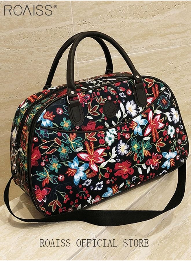 roaiss Floral Gym Bag Duffel Bag Printing Lightweight Waterproof Multipurpose Large Capacity Outdoor Luggage Handbag for Fitness Sports Swimming Travel  - Image 2