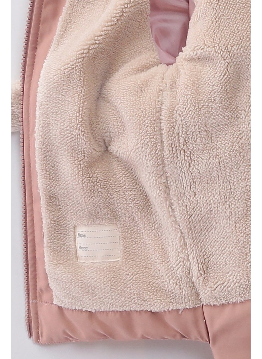 Podium Giyim - Podium Clothing Special Design Trend Cute Baby Toy Rabbit Furry Soft Fabric Pocket Hooded Winter Coat - Image 1