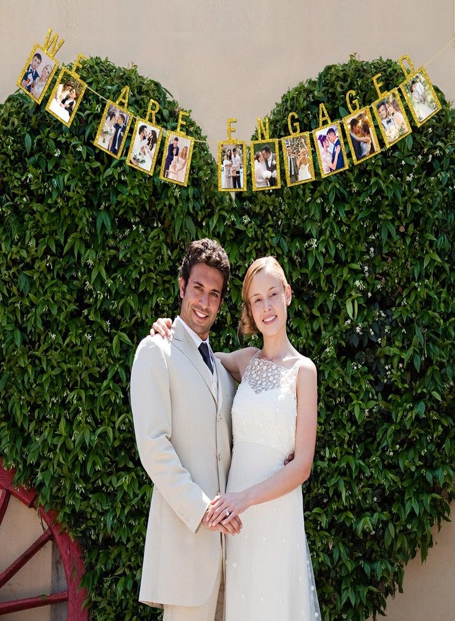 INNORU We are Engaged Photo Banner Engagement Picture Bunting for Wedding Bridal Shower Party Decorations Supplies Gold Glitter - Image 5