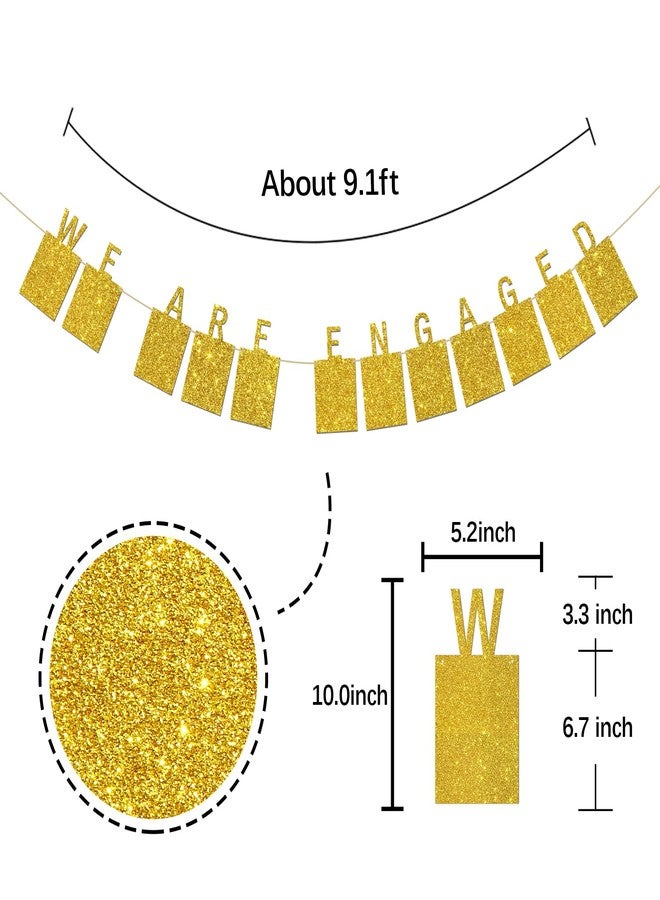 INNORU We are Engaged Photo Banner Engagement Picture Bunting for Wedding Bridal Shower Party Decorations Supplies Gold Glitter - Image 2