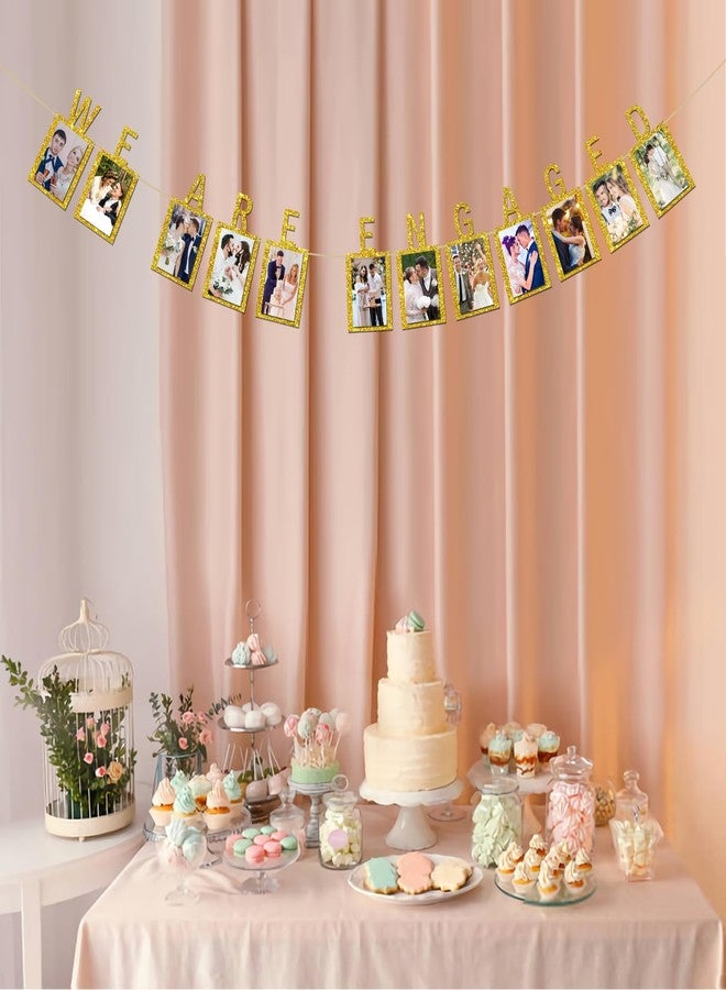 INNORU We are Engaged Photo Banner Engagement Picture Bunting for Wedding Bridal Shower Party Decorations Supplies Gold Glitter - Image 4
