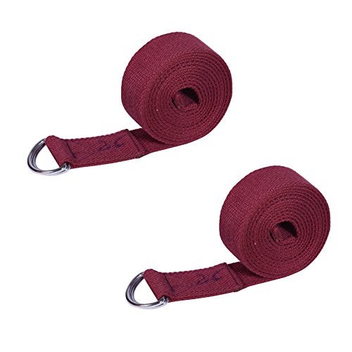 Footmate Yoga Belt for Men and Women Pack Of 2 | Yoga Strap with Extra Safe Adjustable D-Ring Buckle | 8 FT Long Durable and Premium Cotton Stretch Band Use for Yoga, Pilates, Gym, Fitness - Image 1