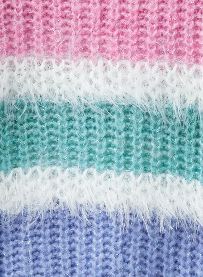 بينيتون سويتر بنات مخطط بخيوط لامعة - Image 2