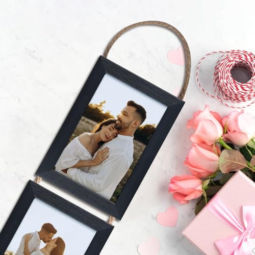 Lavezee 4x6 Collage Picture Frames Set, Black 6 Opening Hanging Vertical Frame Made to Display 4 by 6 Inch Photo Print for Wall Decor, Multiple 4x6 frames for Wedding Birthday Thanksgiving Mother's Day - Image 3