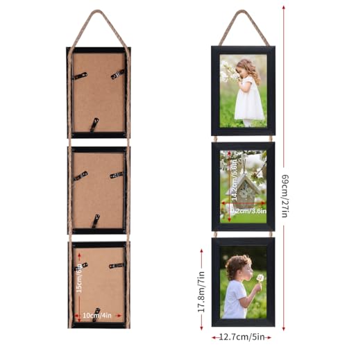 Lavezee 4x6 Collage Picture Frames Set, Black 6 Opening Hanging Vertical Frame Made to Display 4 by 6 Inch Photo Print for Wall Decor, Multiple 4x6 frames for Wedding Birthday Thanksgiving Mother's Day - Image 2