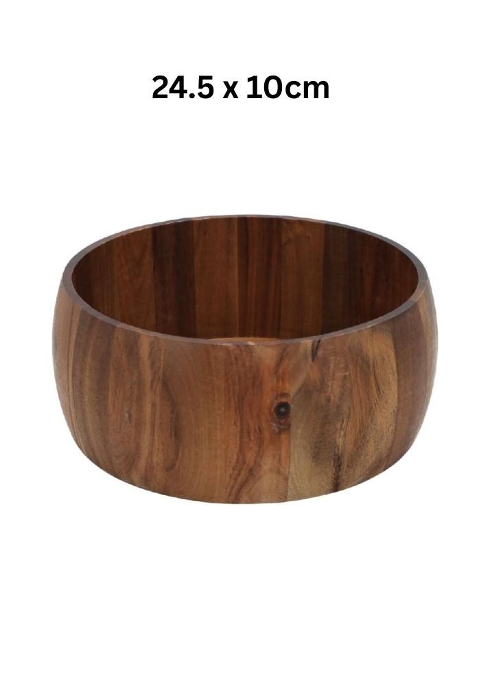أكاسيا وعاء خشبي عميق من خشب الأكاسيا – وعاء سلطة كبير – ٢٤٫٥ × ١٠ سم