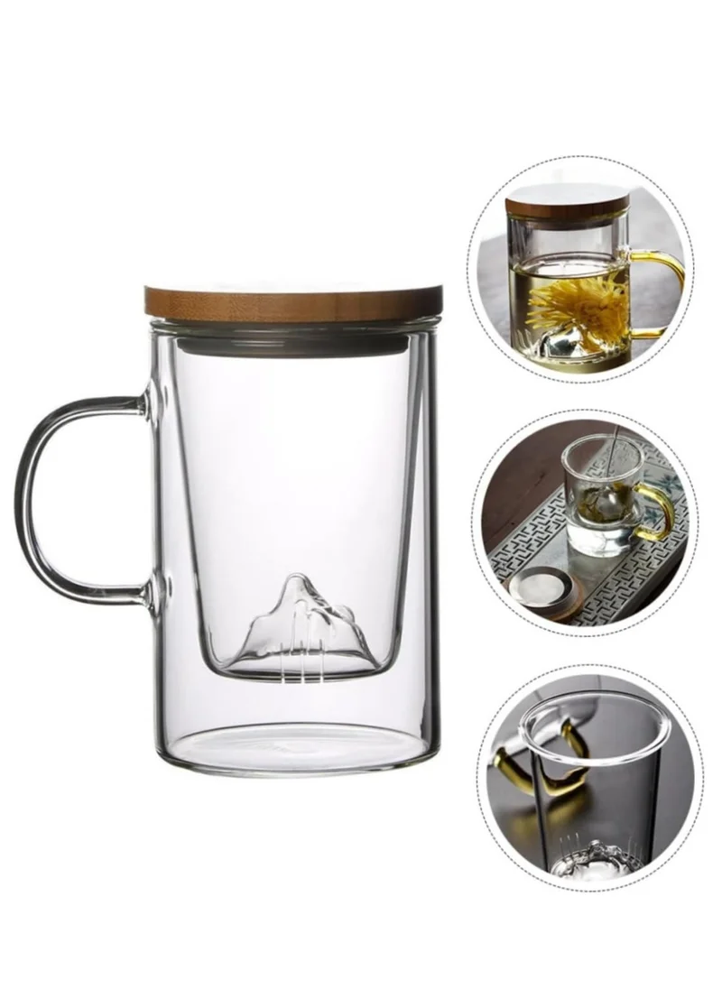 1Chase Borosilicate Glass Tea Cup with Mountain Shape Glass Infuser 500 Ml