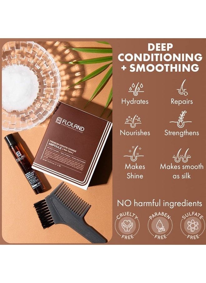 Antique Alive - Floland Keratin Change Ampoule - Deep Conditioner Damage Repair Hair Mask Treatment for Perm, Bleached, Color, Dry Breakage, Frizz - Intensive Amino Acid Smooth Hair Protein Filler 13ml Set of 10 - Image 1