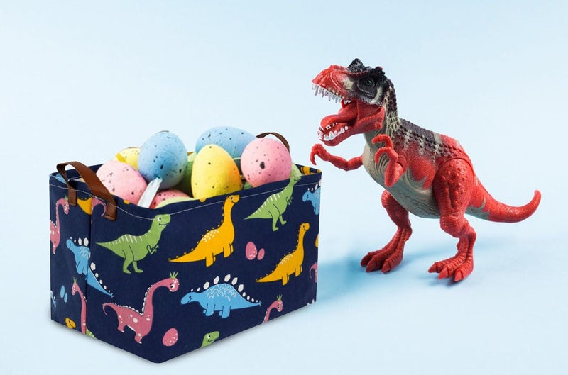 Essme Dinosaur Basket,Dinosaur Storage Baskets for Boys, Dinosaur Baskets for Boys with Handle Dinosaur Baskets for Dinosaur Room Decor, Clothes,Books.(Navy Blue dinosaurs) - Image 5