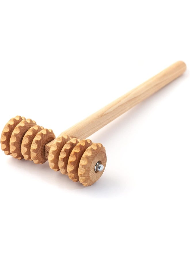 Tuuli Accessories Anti Cellulite Massage Roller T-Roller Tool Massager Maderotherapy Wooden 14.6x5.1 inches - Image 1