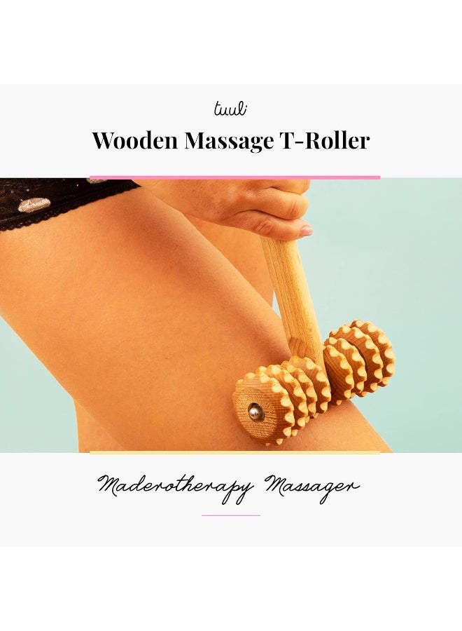 Tuuli Accessories Anti Cellulite Massage Roller T-Roller Tool Massager Maderotherapy Wooden 14.6x5.1 inches - Image 2