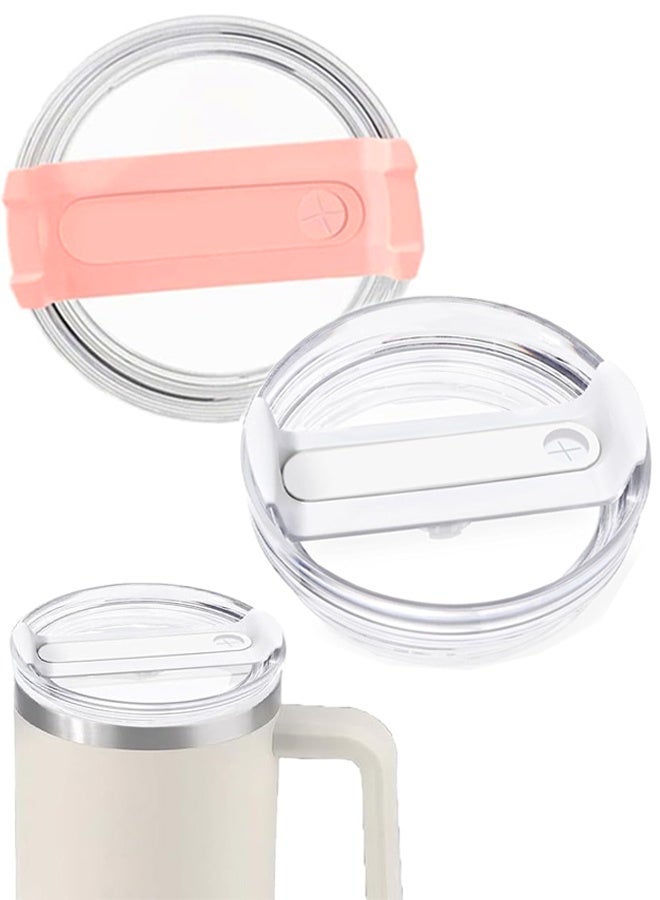 Tumbler Lids for Stanley Tumbler 40 oz 2 Pcs Reusable Spill  Proof Splash Resistant Replacement Lids Cover Fit for Stanley and other Tumbler 40 oz Pink/White - Image 1