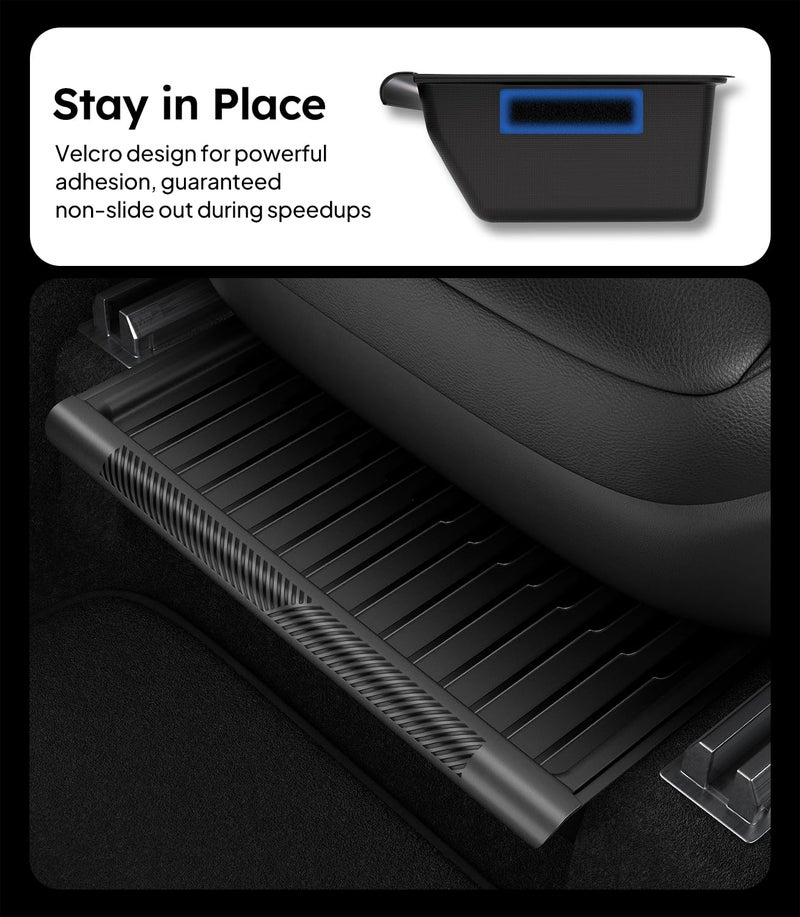 Wigoo 2025 Upgraded Tesla Model Y Accessories Under Seat Storage Box Organizer [Expand Storage&Firm Installation] Underseat Storage Tray with Lid for Model Y 2019~2025 (2PCS) (Not Fit New Model Y) - Image 3