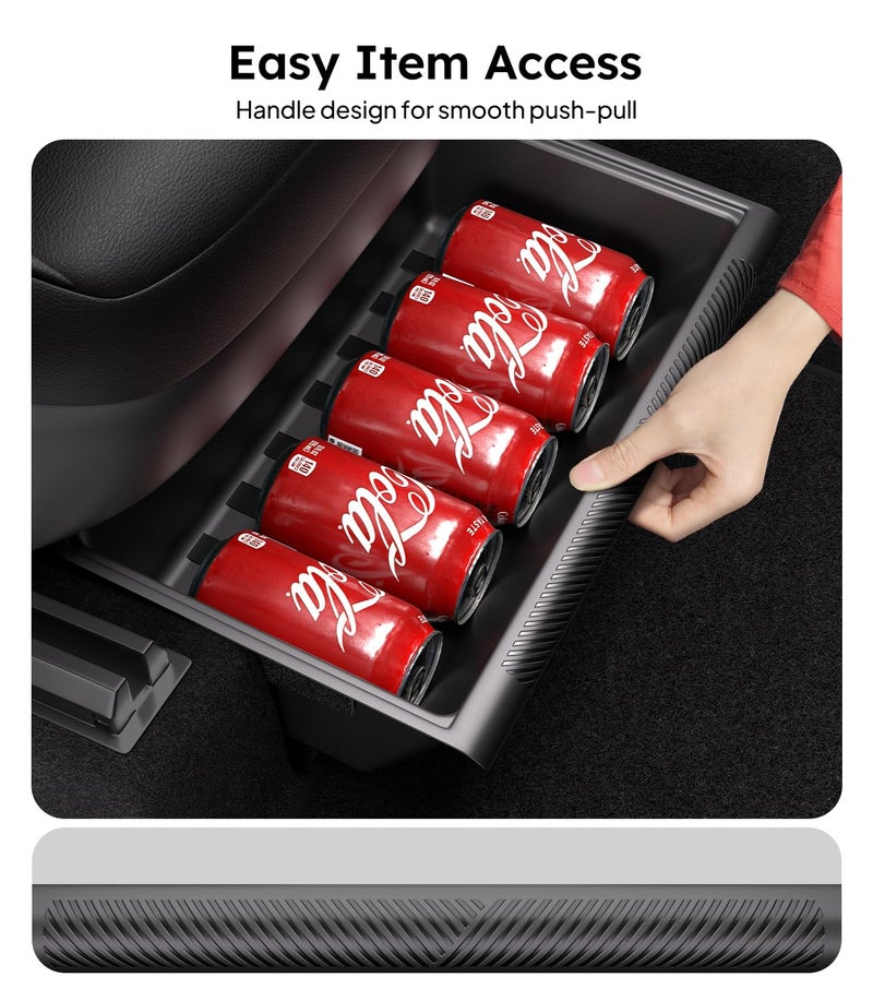 Wigoo 2025 Upgraded Tesla Model Y Accessories Under Seat Storage Box Organizer [Expand Storage&Firm Installation] Underseat Storage Tray with Lid for Model Y 2019~2025 (2PCS) (Not Fit New Model Y) - Image 5