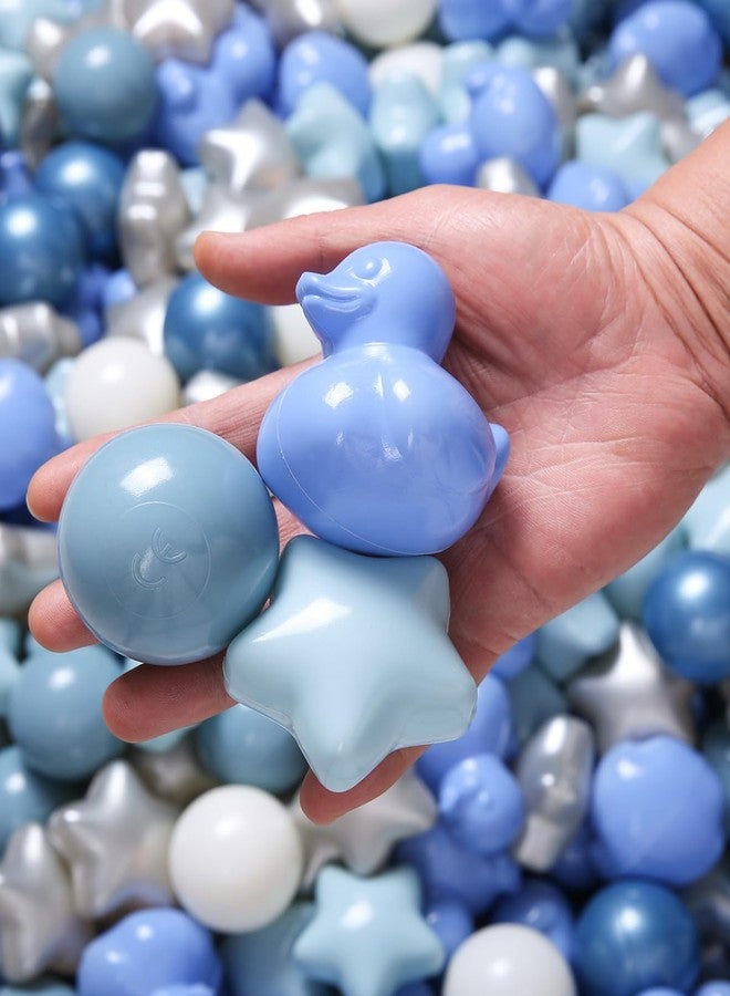 TRENDPLAY Blue Ball Pit Balls Shapes Pastel, Duck Star Shape Non Toxic for Toddlers Kids Baby Girls Boys Dogs Soft Play,Party, 100 pcs Pearl Blue - Image 5