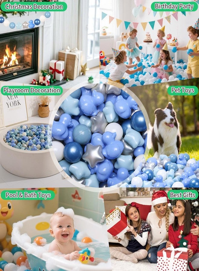 TRENDPLAY Blue Ball Pit Balls Shapes Pastel, Duck Star Shape Non Toxic for Toddlers Kids Baby Girls Boys Dogs Soft Play,Party, 100 pcs Pearl Blue - Image 4