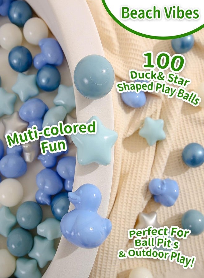 TRENDPLAY Blue Ball Pit Balls Shapes Pastel, Duck Star Shape Non Toxic for Toddlers Kids Baby Girls Boys Dogs Soft Play,Party, 100 pcs Pearl Blue - Image 2