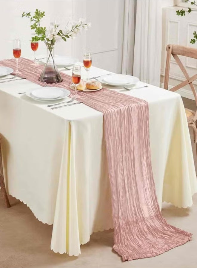 Cheesecloth Table Runner, 300cm*90cm Boho Rustic Gauze Cheese Cloth Semi-Sheer Runners for Wedding Party, Baby Bridal Shower, Home Table Centerpiece Decorations, Birthday, Pink - Image 4