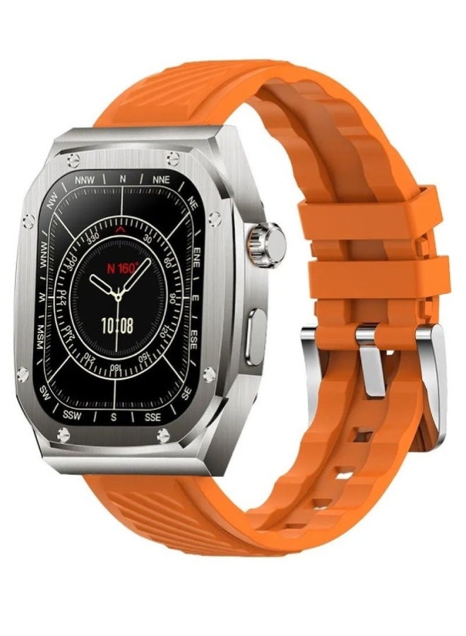 AROAQ Z79 Max Smart Watch 2.1 Inch HD Display, NFC, Compass, Bluetooth Calls, Music Player, Heart Rate, BP & SpO2 Monitoring, Fitness & Health Tracker – Orange - Image 1