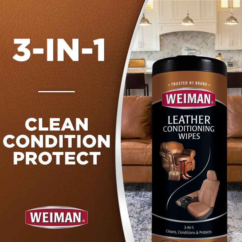 Weiman Leather Cleaner & Conditioner Care Kit | Restores Leather Surfaces | Ultra Violet Protectants Help Prevent Cracking or Fading of Leather Furniture, Car Seats, Shoes - Image 3