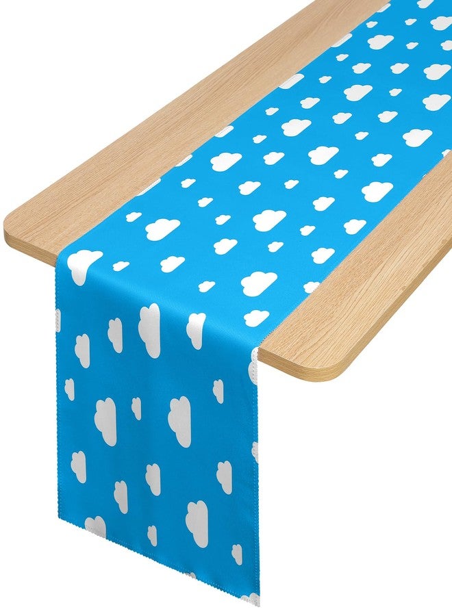 Oudain Cartoon Table Runner 13 x 72 Inch Blue Sky White Cloud Tablecloth Party Supplies Table Decor for Baby Shower Boy Girl Birthday Party Decorations(1 Pcs) - Image 1